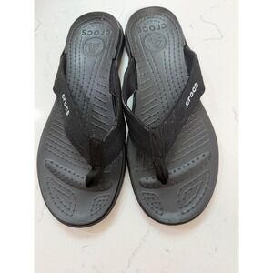 Crocs Mens Athens Flip Flops Black Thong Sandals Size 10 Comfort Casual Shoes